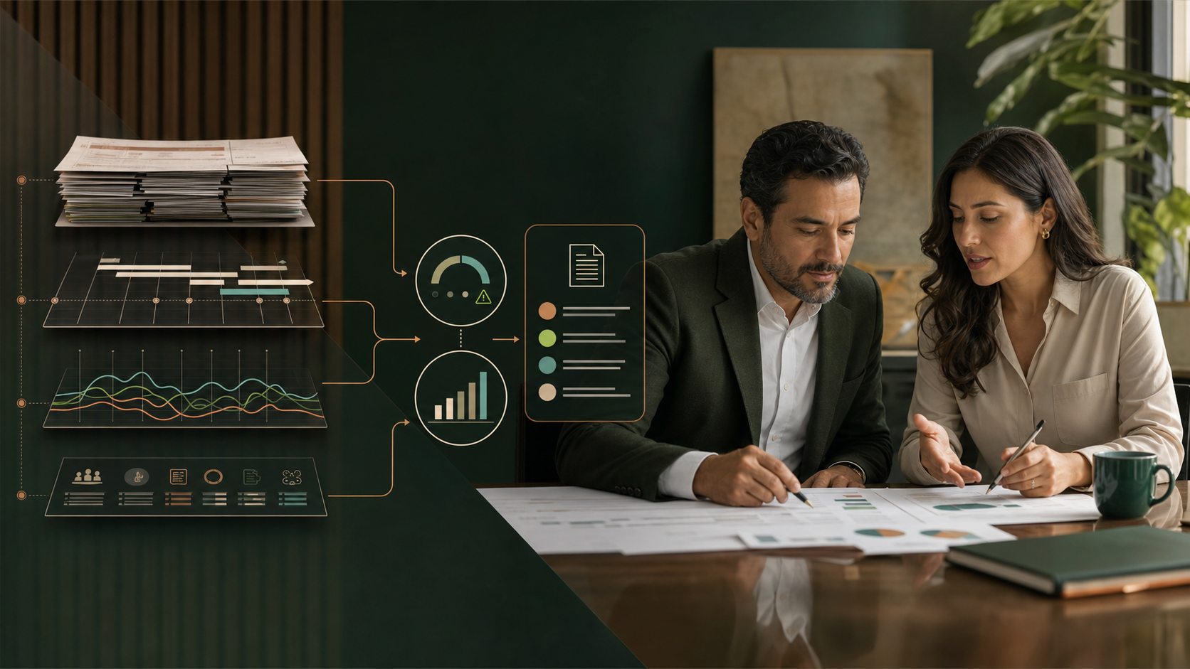 Profesionales de finanzas analizan datos de cobranza y previsibilidad de caja con apoyo de inteligencia artificial